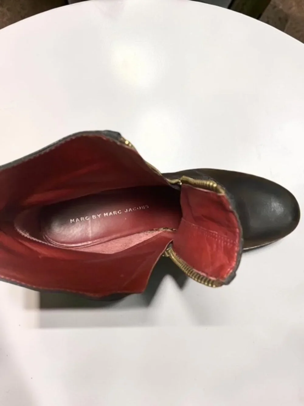 Marc by Marc Jacobs Kit Double Zip Hidden Wedge Boots Black Leather NIB 38.5